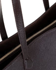Leather tote bag, brown, closeup