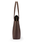 Luxury Leather Tote Bag and Shopper, Brown, side