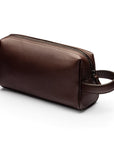 Luxury leather wash bag, brown, back