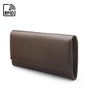Luxury RFID leather travel wallet, brown, side