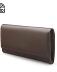 Luxury RFID leather travel wallet, brown, side