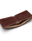 Men's bridle leather billfold wallet, brown bridle hide, inside