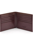 Men's bridle leather billfold wallet, brown bridle hide, open