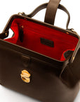 Mini leather Gladstone bag, brown, inside