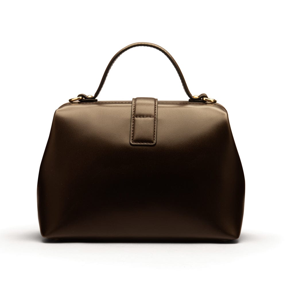 Mini leather Gladstone bag, brown, back