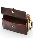 Small leather shoulder bag, brown saffiano, inside pocket