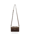 Small leather shoulder bag, brown saffiano, with long shoulder strap