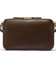 Small leather shoulder bag, brown saffiano, back