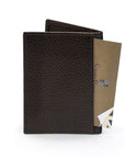 Premium Slim RFID Leather Credit Card Wallet, Brown Pebble Grain, back