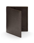 Premium Slim RFID Leather Credit Card Wallet, Brown Pebble Grain, front