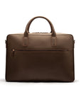 Leather laptop bag, 17 inch, brown pebble grain, back