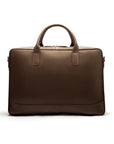 Leather laptop bag, 17 inch, brown pebble grain, front