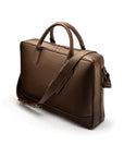 Leather laptop bag, 17 inch, brown pebble grain, side view