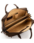 Leather laptop bag, 17 inch, brown pebble grain, inside