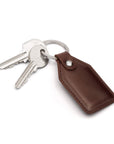 Rectangular leather key fob, brown, front