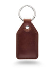 Rectangular leather key fob, brown, front