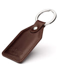 Rectangular leather key fob, brown, back