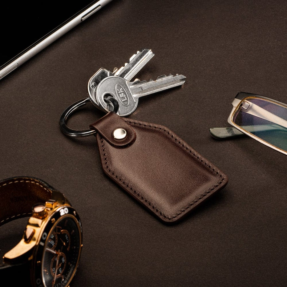 Rectangular Leather Key Ring, Brown | Key Fob | SageBrown