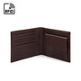 RFID leather wallet with coin purse, brown, open