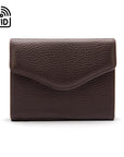 RFID Large leather purse with 15 CC, brown, front