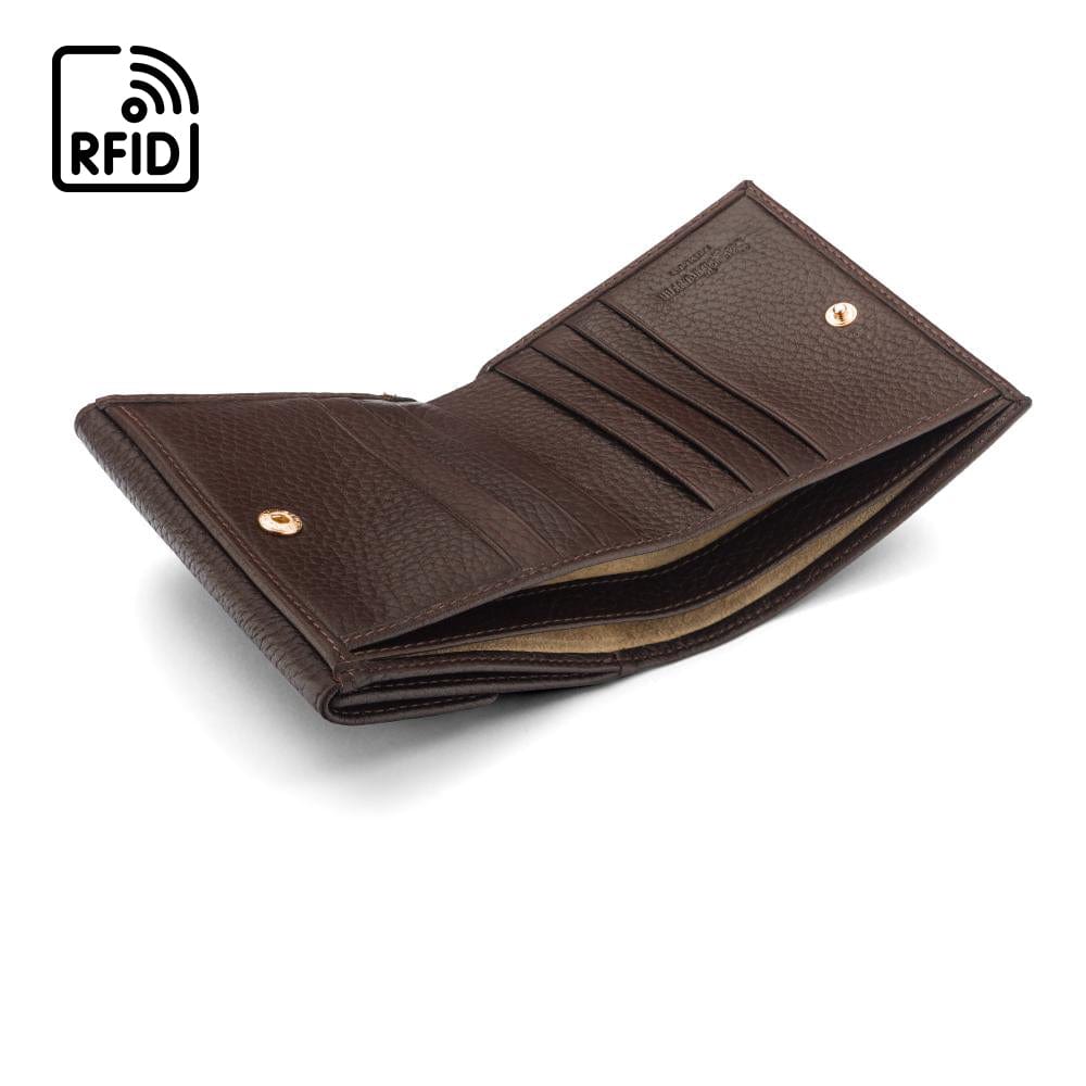 RFID leather purse, brown, inside