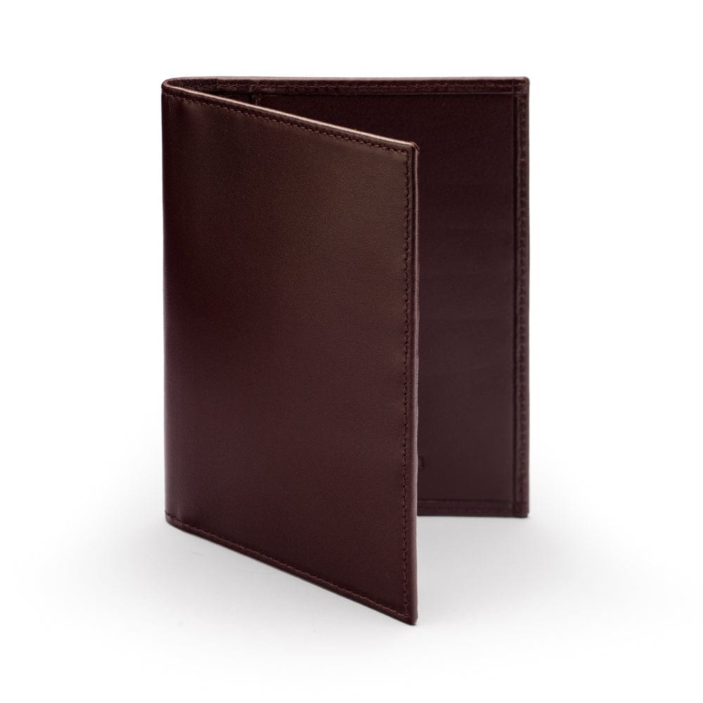 RFID leather passport holder, brown, front