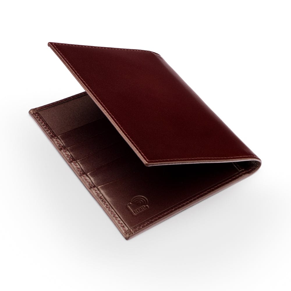 RFID leather passport holder, brown, back