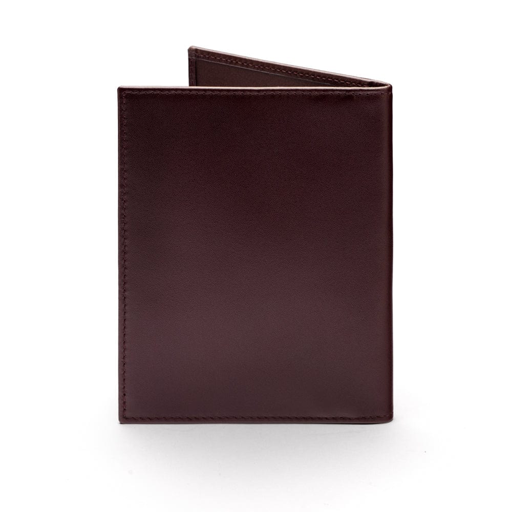 RFID leather passport holder, brown, back view