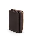 RFID blocking leather tri-fold purse, brown, front