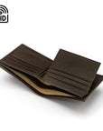 RFID leather wallet with 9 cc, brown, inside