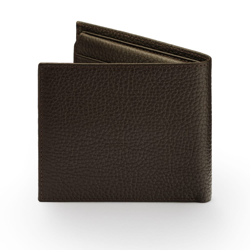 RFID leather wallet with 9 cc, brown, back