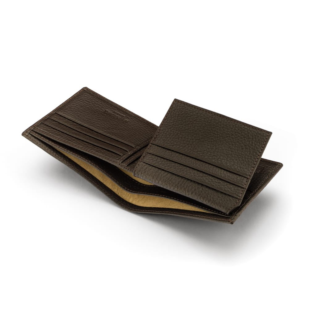 RFID leather wallet with 9 cc, brown, inside view
