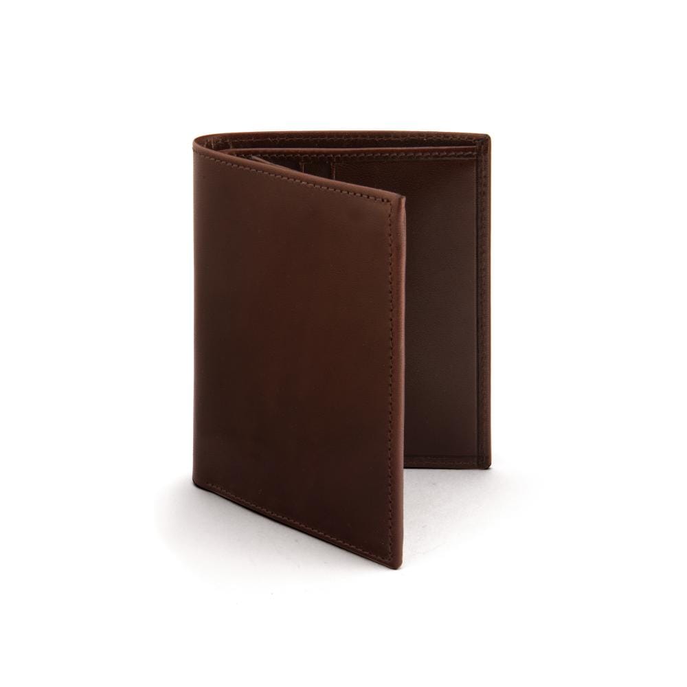 RFID leather wallet with ID, 9 CC, brown, front