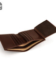RFID leather wallet with ID, 9 CC, brown, inside