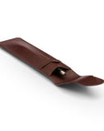 Single leather pen case, brown, inside