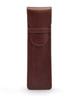 Single leather pen case, brown, front view