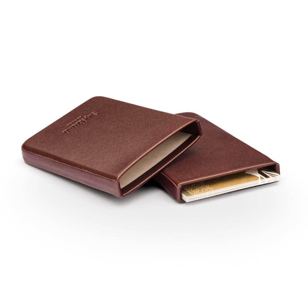 Pull apart business card holder, brown, inside