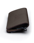 Slim Leather Glasses Lens Cover with Magnetic Closure, Brown, side view
