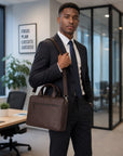 Slim Leather Laptop Bag for 15-inch Laptops, brown, lifestyle