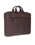 Slim Leather Laptop Bag for 15-inch Laptops, brown, side