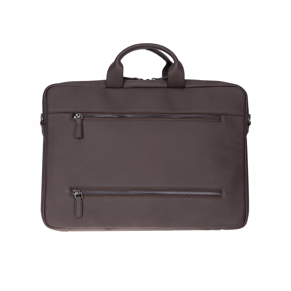 Slim Leather Laptop Bag for 15-inch Laptops, brown, back