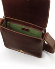 Small leather messenger bag, brown, inside