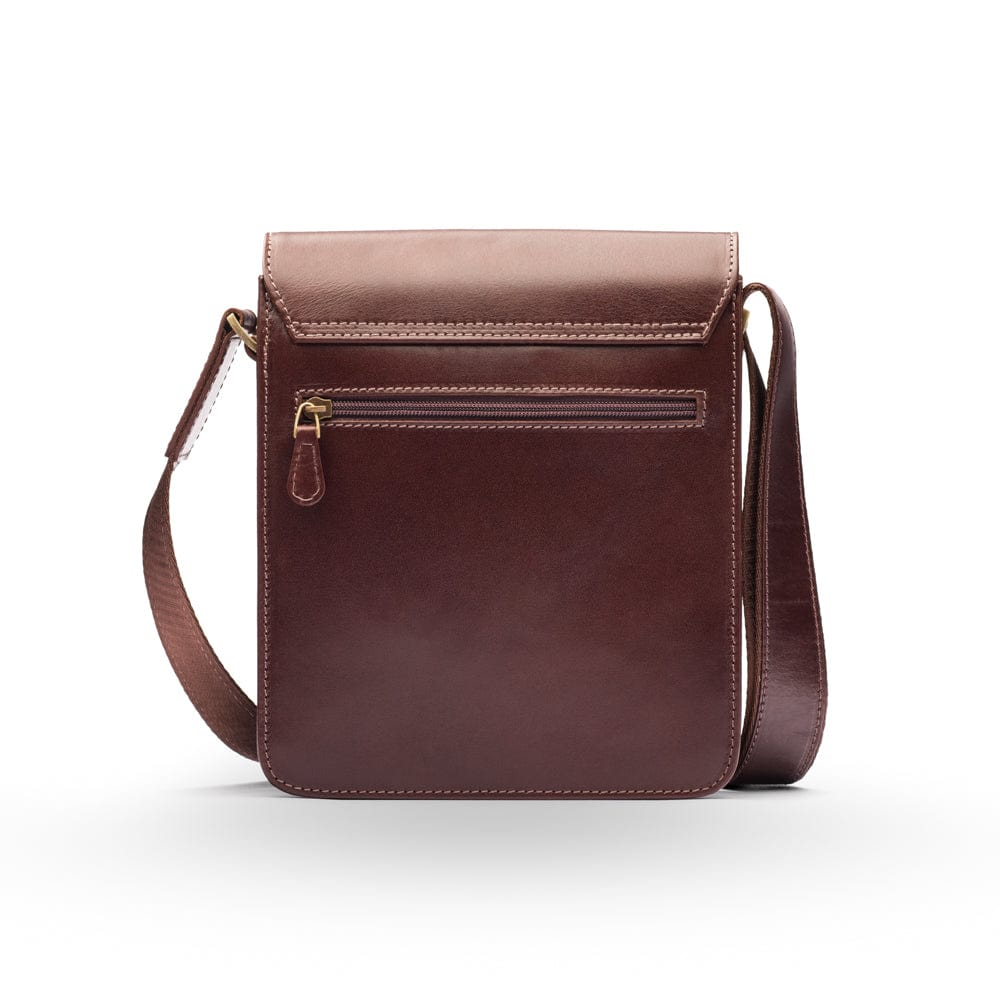 Small leather messenger bag, brown, back
