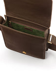 Small leather messenger bag, brown, inside