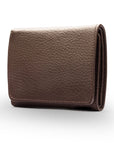 Trifold leather wallet with id, brown, front