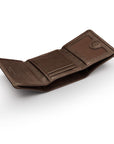 Trifold leather wallet with id, brown, interior