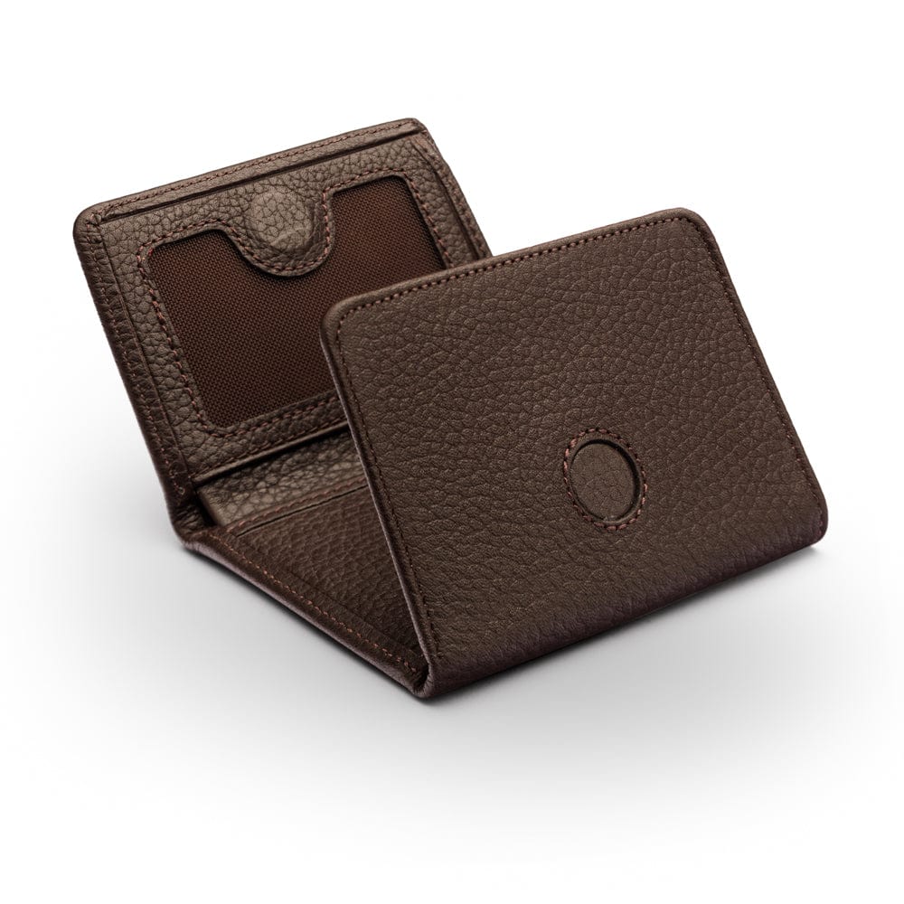 Trifold leather wallet with id, brown