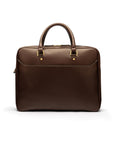Leather 17" laptop briefcase, brown, front