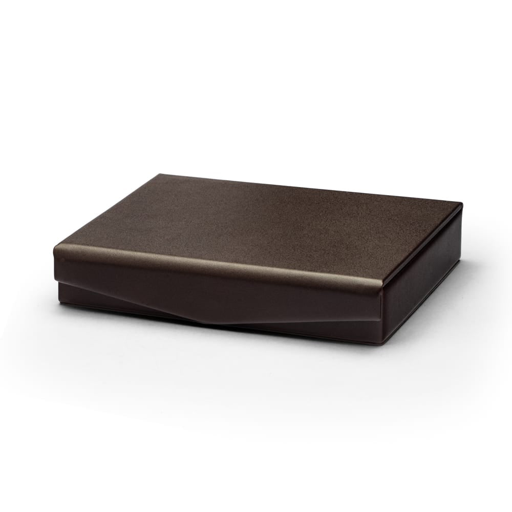 Large Leather Cufflink And Jewellery Box, Brown With Green, front