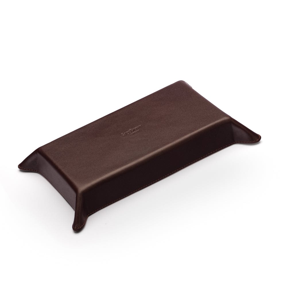 Rectangular valet tray, brown with green, base